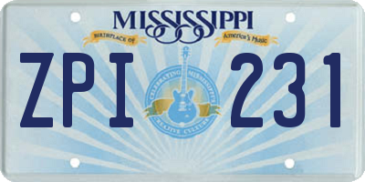 MS license plate ZPI231