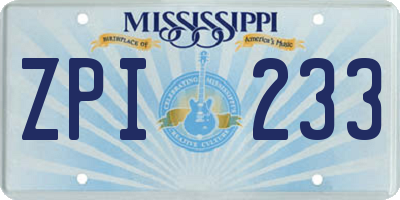 MS license plate ZPI233