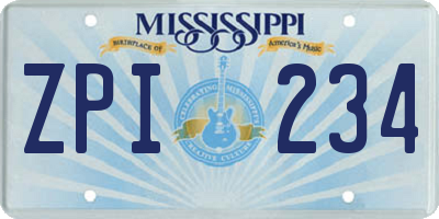 MS license plate ZPI234