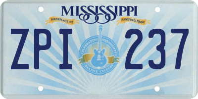 MS license plate ZPI237