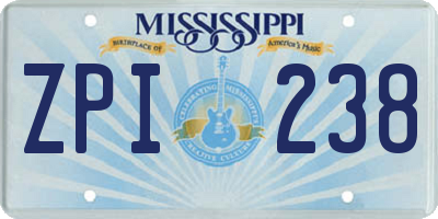 MS license plate ZPI238