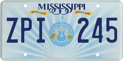MS license plate ZPI245