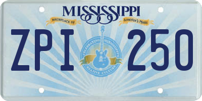 MS license plate ZPI250