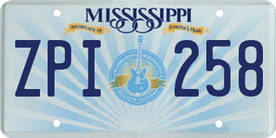 MS license plate ZPI258