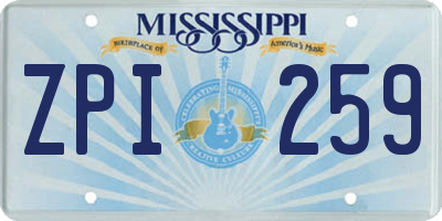 MS license plate ZPI259