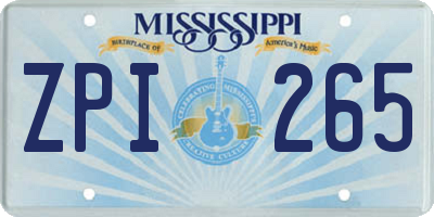 MS license plate ZPI265