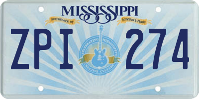 MS license plate ZPI274