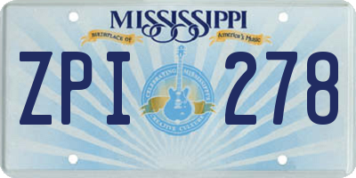 MS license plate ZPI278