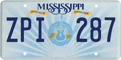 MS license plate ZPI287