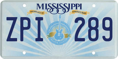 MS license plate ZPI289