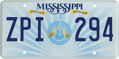 MS license plate ZPI294