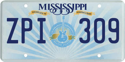 MS license plate ZPI309