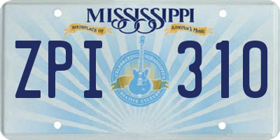 MS license plate ZPI310