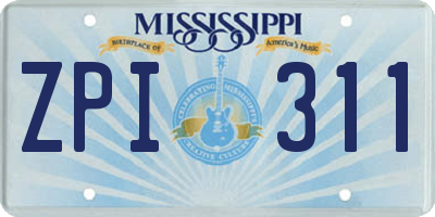MS license plate ZPI311
