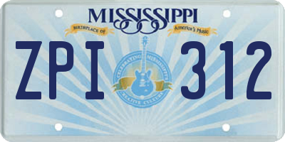 MS license plate ZPI312