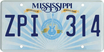 MS license plate ZPI314