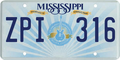 MS license plate ZPI316