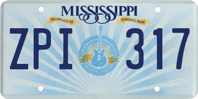 MS license plate ZPI317