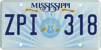 MS license plate ZPI318