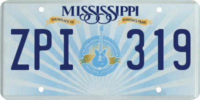 MS license plate ZPI319
