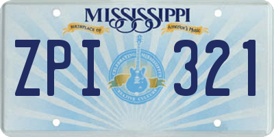 MS license plate ZPI321