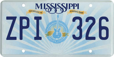 MS license plate ZPI326