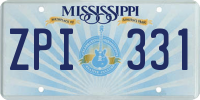 MS license plate ZPI331