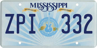 MS license plate ZPI332