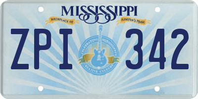 MS license plate ZPI342