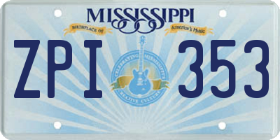 MS license plate ZPI353
