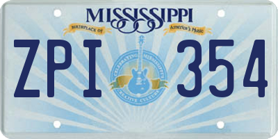 MS license plate ZPI354