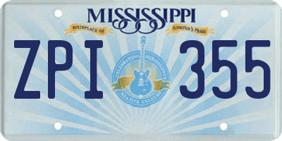 MS license plate ZPI355