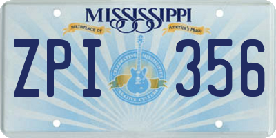 MS license plate ZPI356