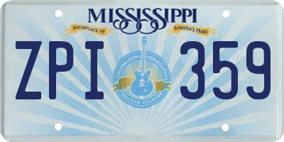MS license plate ZPI359