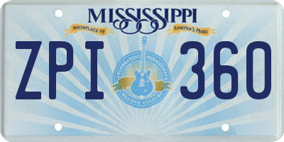 MS license plate ZPI360