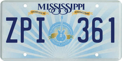 MS license plate ZPI361