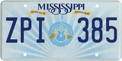 MS license plate ZPI385