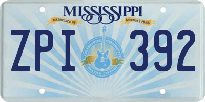 MS license plate ZPI392