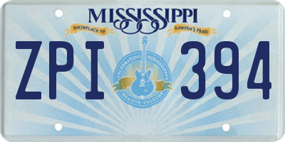 MS license plate ZPI394