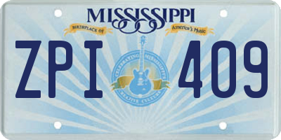 MS license plate ZPI409