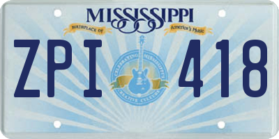 MS license plate ZPI418