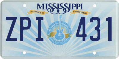 MS license plate ZPI431
