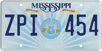 MS license plate ZPI454