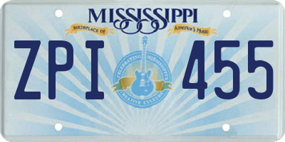 MS license plate ZPI455