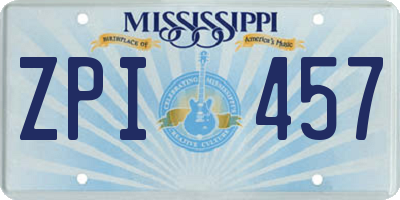MS license plate ZPI457