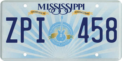 MS license plate ZPI458
