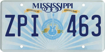 MS license plate ZPI463