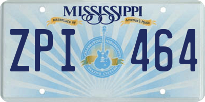 MS license plate ZPI464