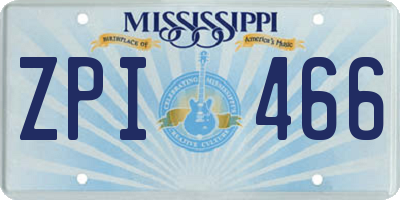MS license plate ZPI466