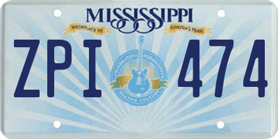 MS license plate ZPI474